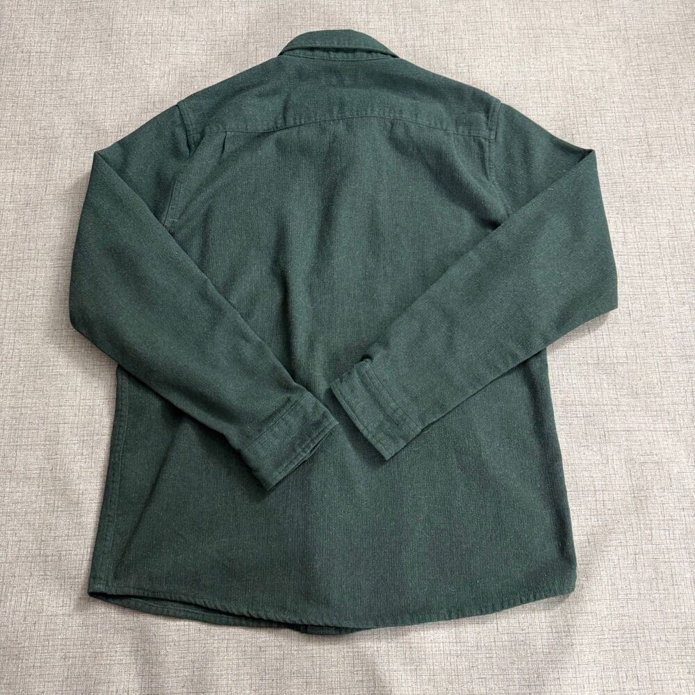 Roark Flannel Shirt Men's L Green Classic Organic Cotton Elbow Patches - Picture 9 of 11
